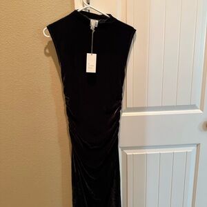 Elegant Gray/Navy Velvet Dress (brand new, never worn)